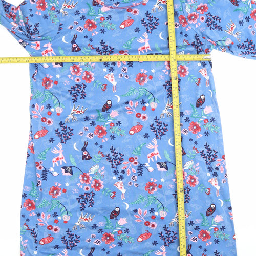 Isle Women’s Blue Floral Animal Print Shift Dress Size 10-12