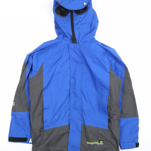 Location Boys Blue Waterproof Hooded Rain Coat Jacket Size 5 Years
