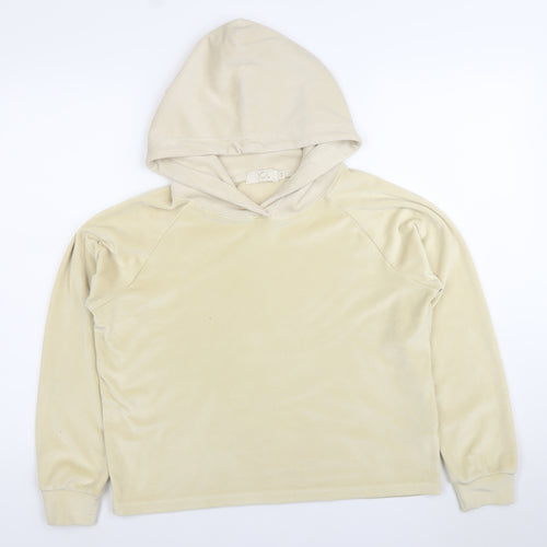 JCL Women’s Beige Velour Hoodie S/M Long Sleeve Pullover