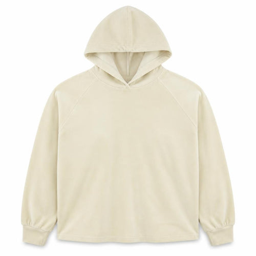 JCL Women’s Beige Velour Hoodie S/M Long Sleeve Pullover