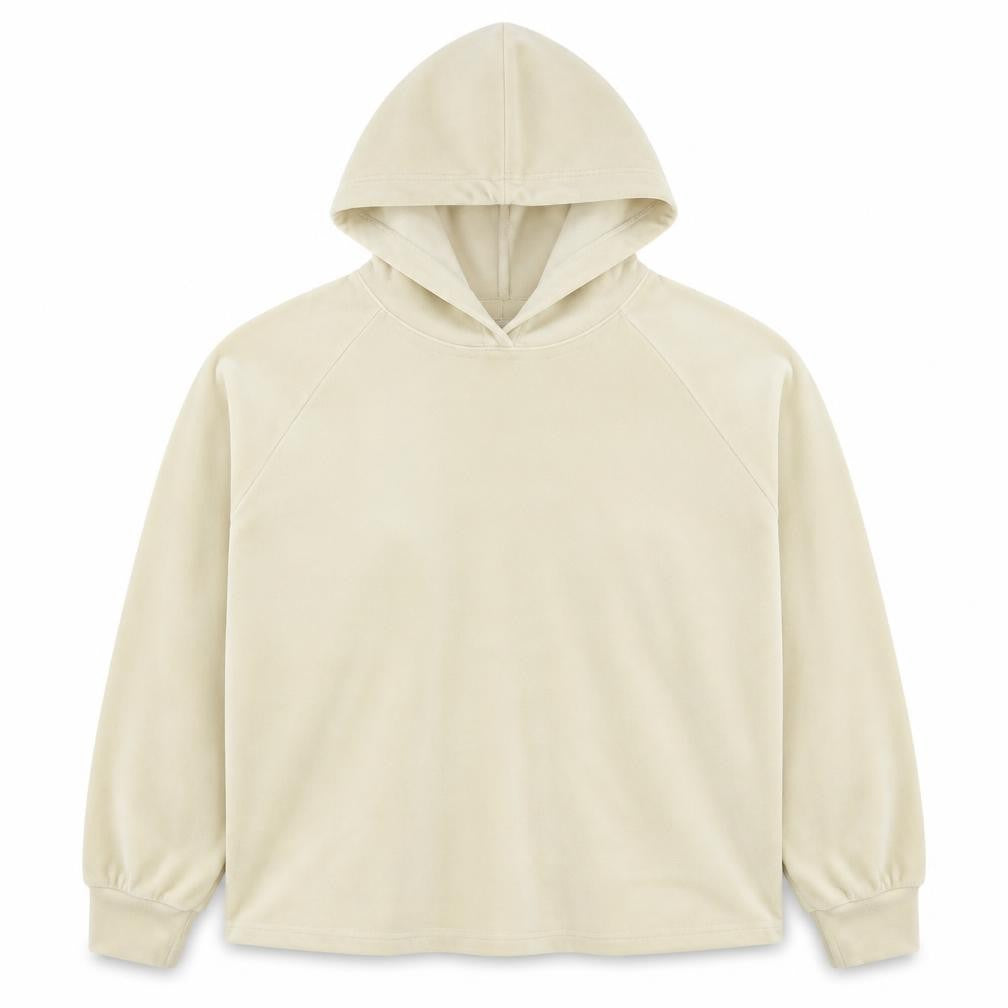 JCL Women’s Beige Velour Hoodie S/M Long Sleeve Pullover