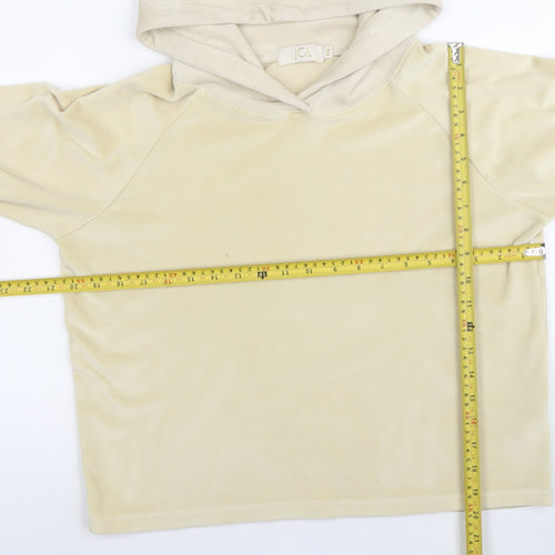 JCL Women’s Beige Velour Hoodie S/M Long Sleeve Pullover