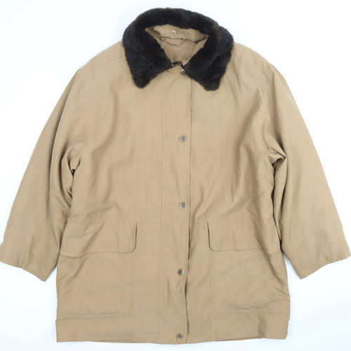 Viyella Womens Beige Coat L Classic Overcoat with Fur Collar