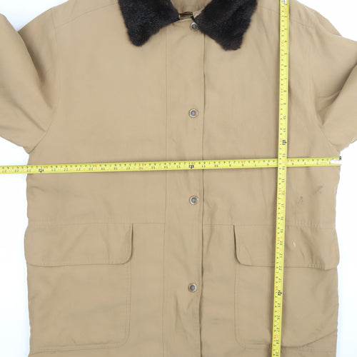 Viyella Womens Beige Coat L Classic Overcoat with Fur Collar