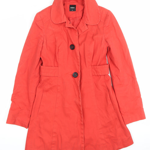 Oasis Womens Red XS Cotton Trench Coat Mid Length Jacket