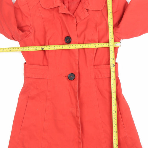 Oasis Womens Red XS Cotton Trench Coat Mid Length Jacket