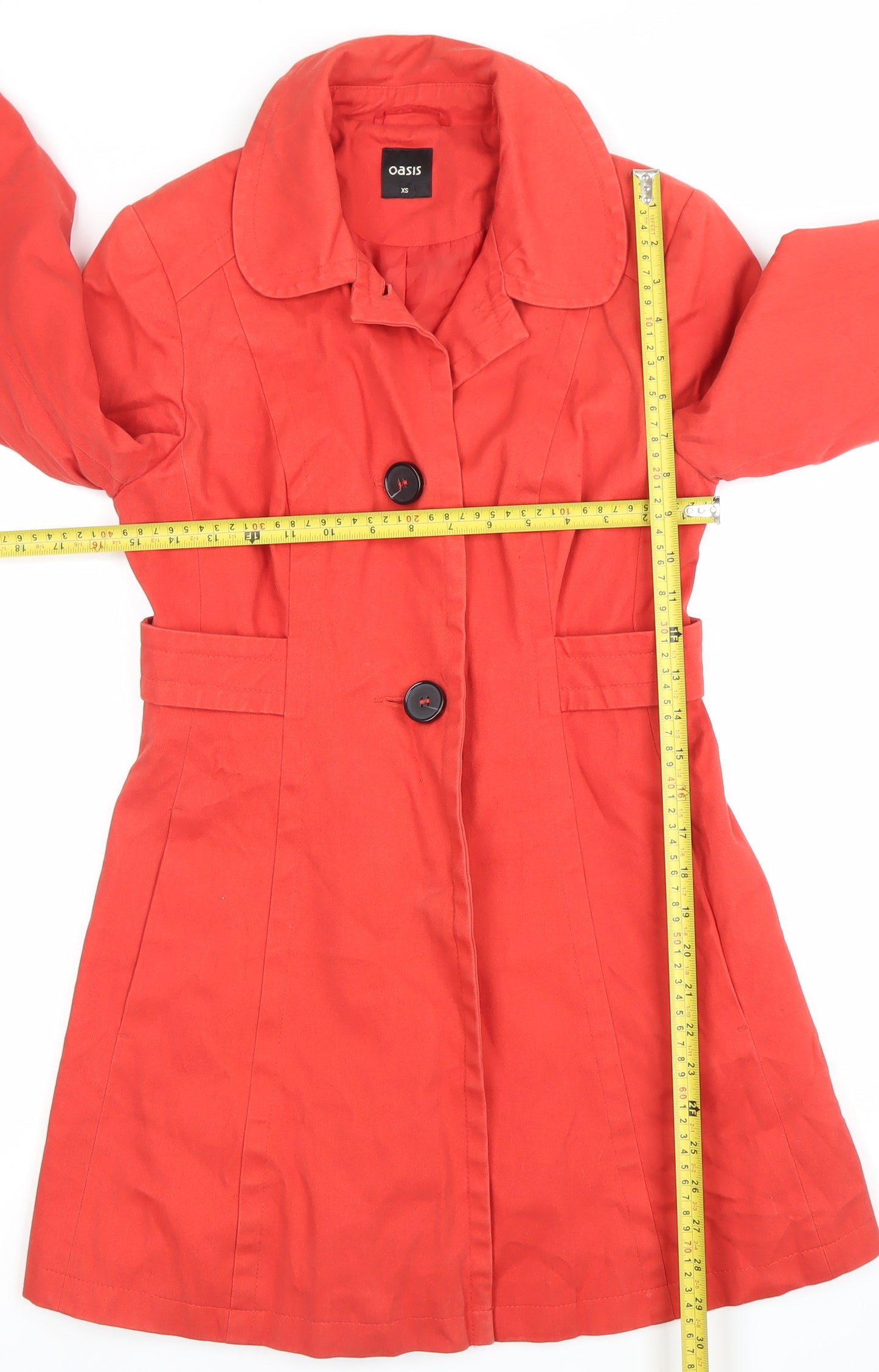 Oasis Womens Red XS Cotton Trench Coat Mid Length Jacket