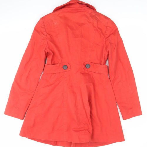 Oasis Womens Red XS Cotton Trench Coat Mid Length Jacket
