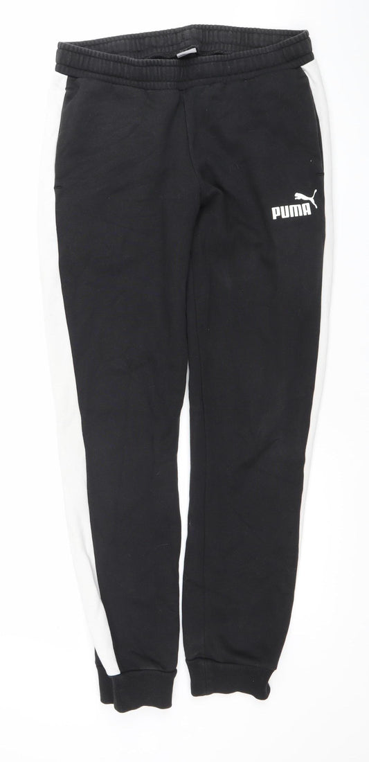 Puma Men Black Joggers M Tapered Colourblock Elastic Waist Sportswear