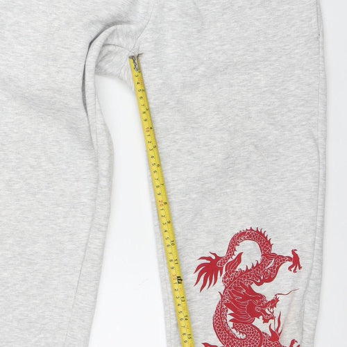 Subdued Women’s Grey Sweatpants Size 8 Elastic Waist Dragon Print