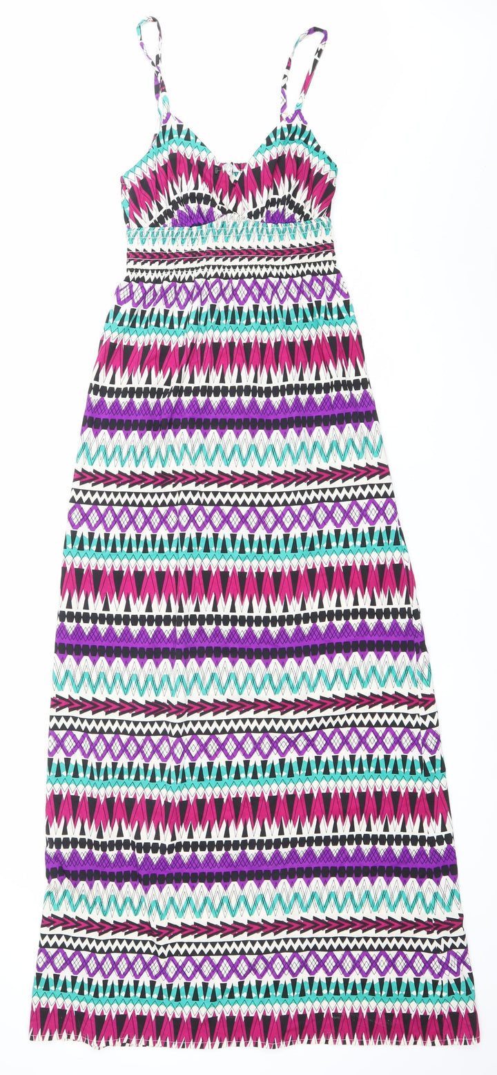 LOOK Womens Multicoloured Aztec Midi Slip Dress Size 10