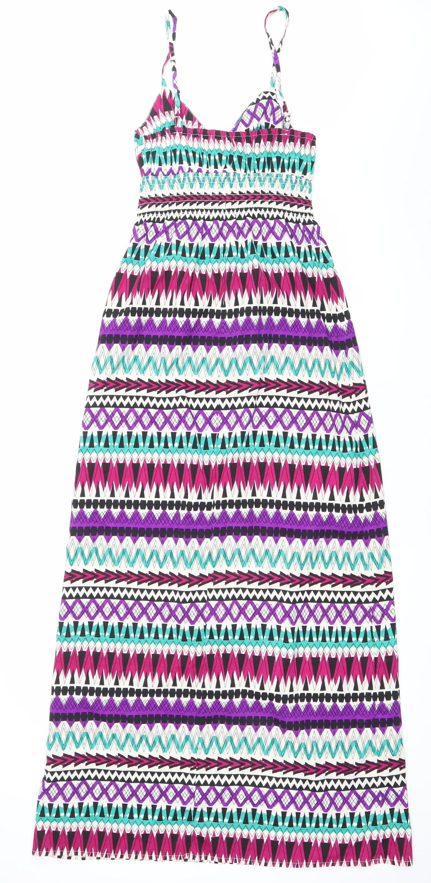 LOOK Womens Multicoloured Aztec Midi Slip Dress Size 10