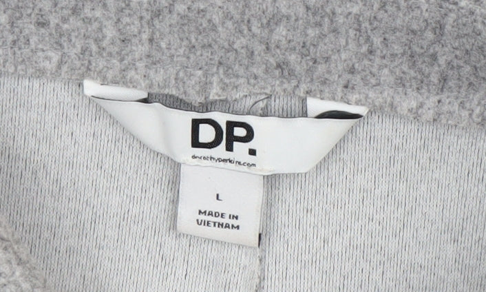 Dorothy Perkins Women Grey Cropped Jacket L Buttoned Collared Casual