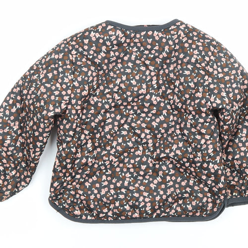 H&M Girls Multicoloured Floral Quilted Jacket Size 3 Years Padded