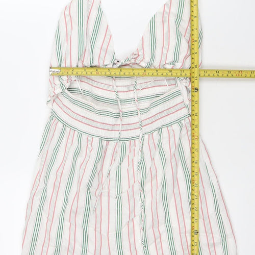 Bershka Womens Multicoloured Striped Playsuit Size 6 V-Neck Summer