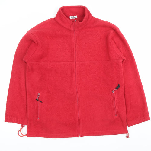 FM Jeans Women Red Fleece Full Zip Casual Jacket Size M