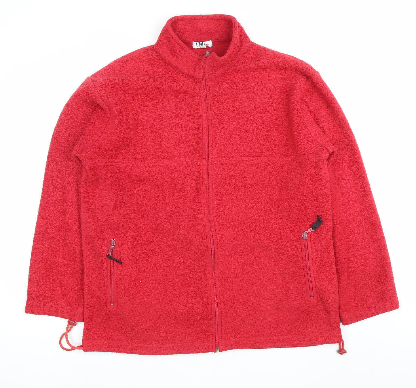 FM Jeans Women Red Fleece Full Zip Casual Jacket Size M