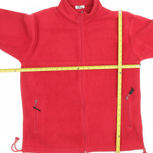 FM Jeans Women Red Fleece Full Zip Casual Jacket Size M