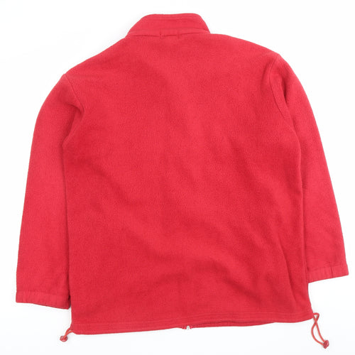 FM Jeans Women Red Fleece Full Zip Casual Jacket Size M