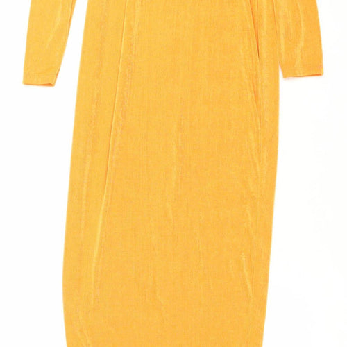 PrettyLittleThing Women’s Orange Strapless Bodycon Dress Size 8