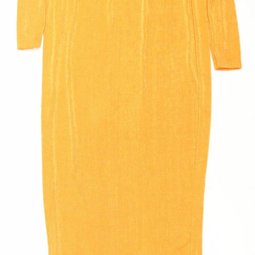 PrettyLittleThing Women’s Orange Strapless Bodycon Dress Size 8