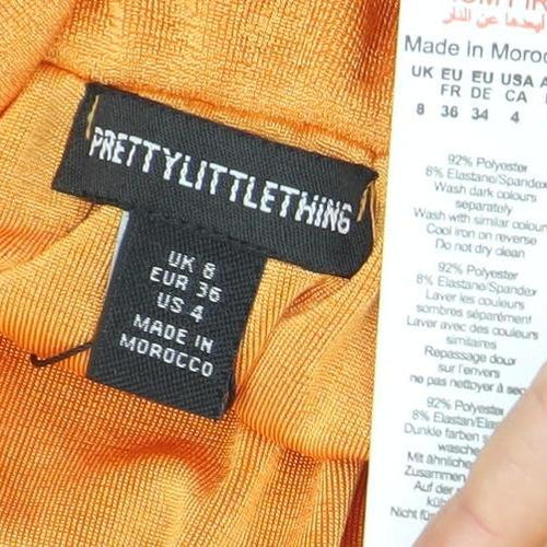 PrettyLittleThing Women’s Orange Strapless Bodycon Dress Size 8