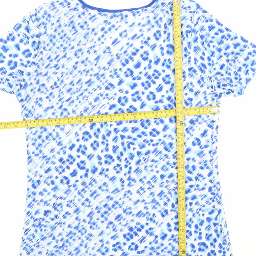 Alexara Women’s Blue Animal Print Scoop Neck T-Shirt Size 14