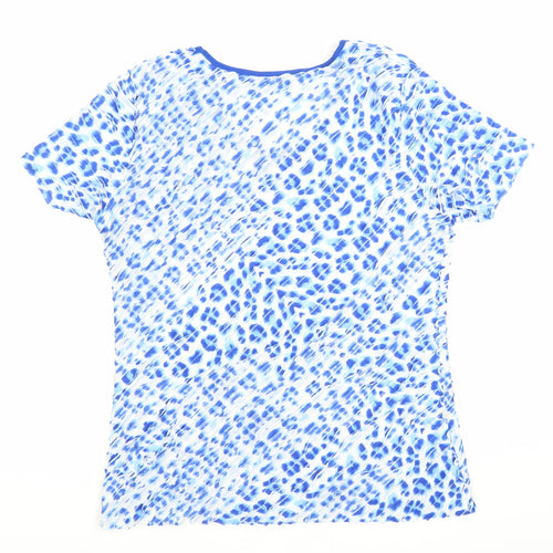 Alexara Women’s Blue Animal Print Scoop Neck T-Shirt Size 14