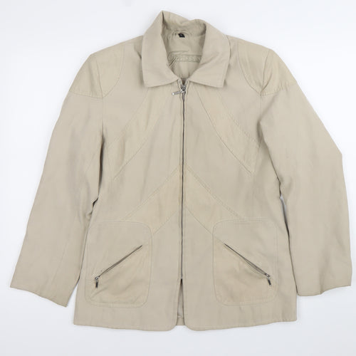 Finesse Womens Beige Size 10 Full Zip Mid-Length Jacket