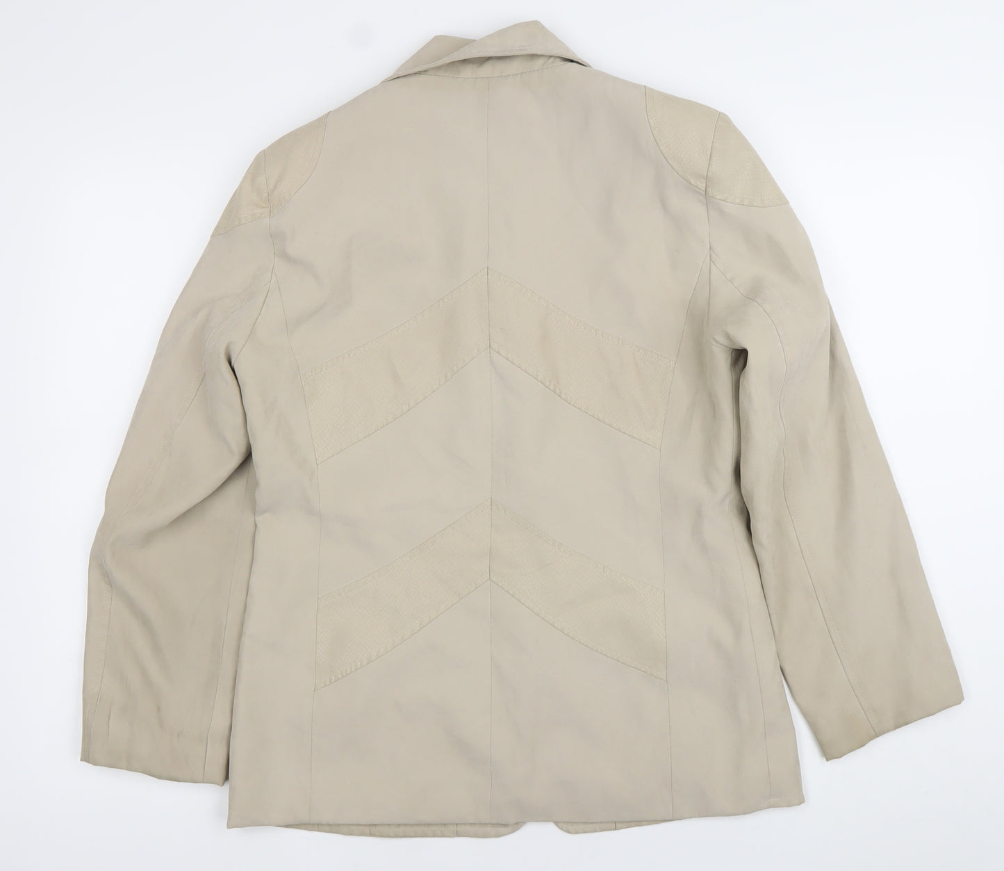 Finesse Womens Beige Size 10 Full Zip Mid-Length Jacket
