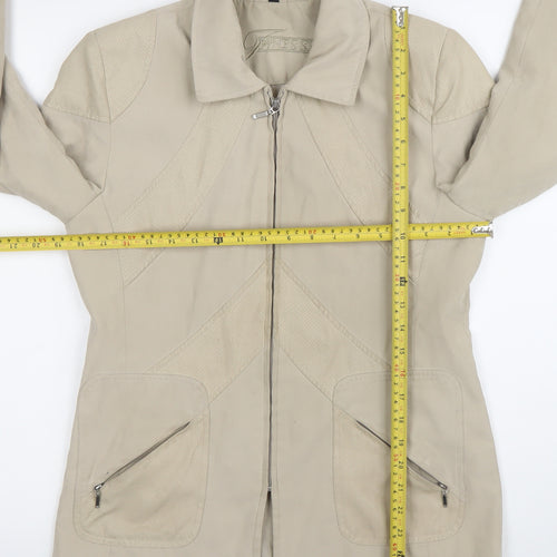 Finesse Womens Beige Size 10 Full Zip Mid-Length Jacket