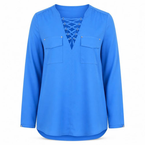 Star by Julien Macdonald Womens Blue Size 10 Tunic Blouse Long Sleeve
