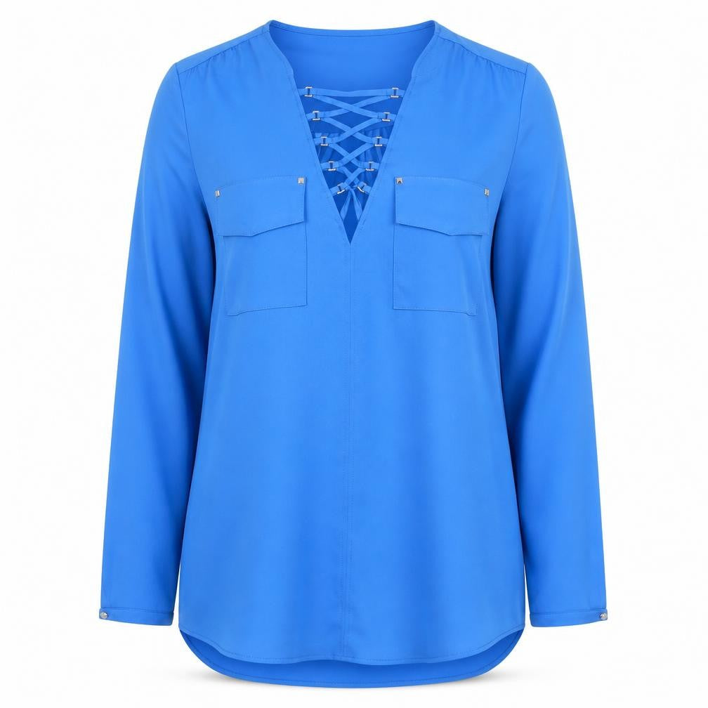 Star by Julien Macdonald Womens Blue Size 10 Tunic Blouse Long Sleeve
