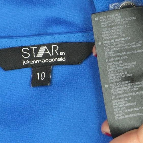 Star by Julien Macdonald Womens Blue Size 10 Tunic Blouse Long Sleeve