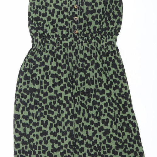 Warehouse Womens Green Animal Print Bodycon Dress Size 12