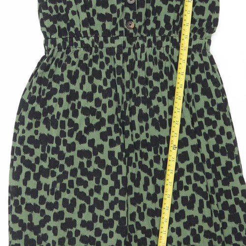 Warehouse Womens Green Animal Print Bodycon Dress Size 12