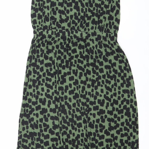 Warehouse Womens Green Animal Print Bodycon Dress Size 12
