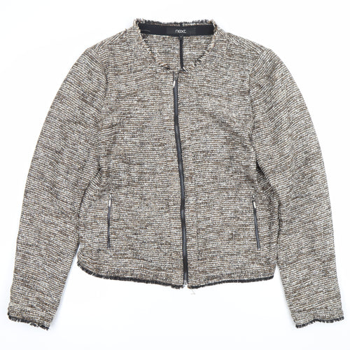 Next Women’s Brown Tweed Zip Jacket Size 16 Full Zip Classic