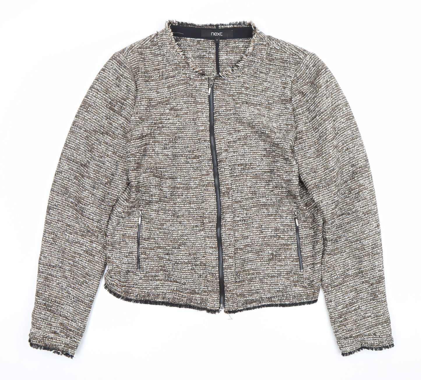 Next Women’s Brown Tweed Zip Jacket Size 16 Full Zip Classic
