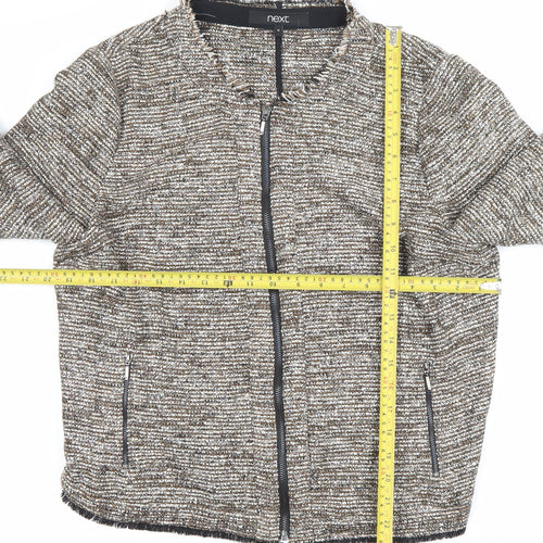 Next Women’s Brown Tweed Zip Jacket Size 16 Full Zip Classic