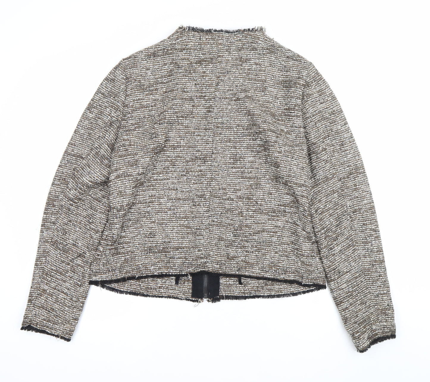 Next Women’s Brown Tweed Zip Jacket Size 16 Full Zip Classic