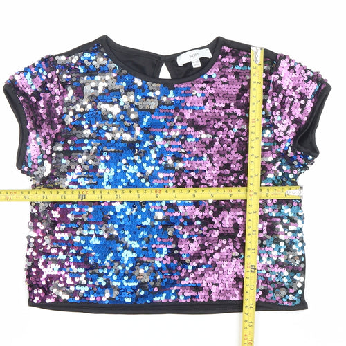 Miss Evie Girls Multicoloured Sequin Cropped Party T-Shirt 9-10 Years