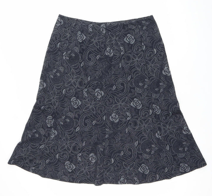 Bon Collection Women's Black Floral Pencil Skirt Size 14 Stretch Jersey