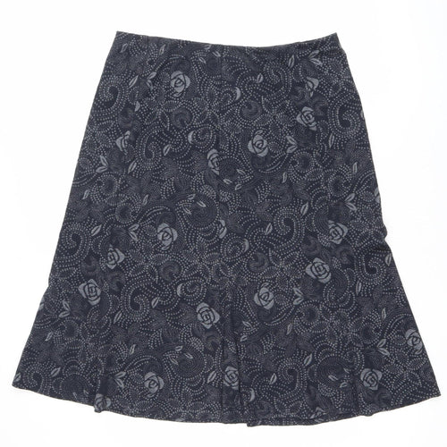 Bon Collection Women's Black Floral Pencil Skirt Size 14 Stretch Jersey