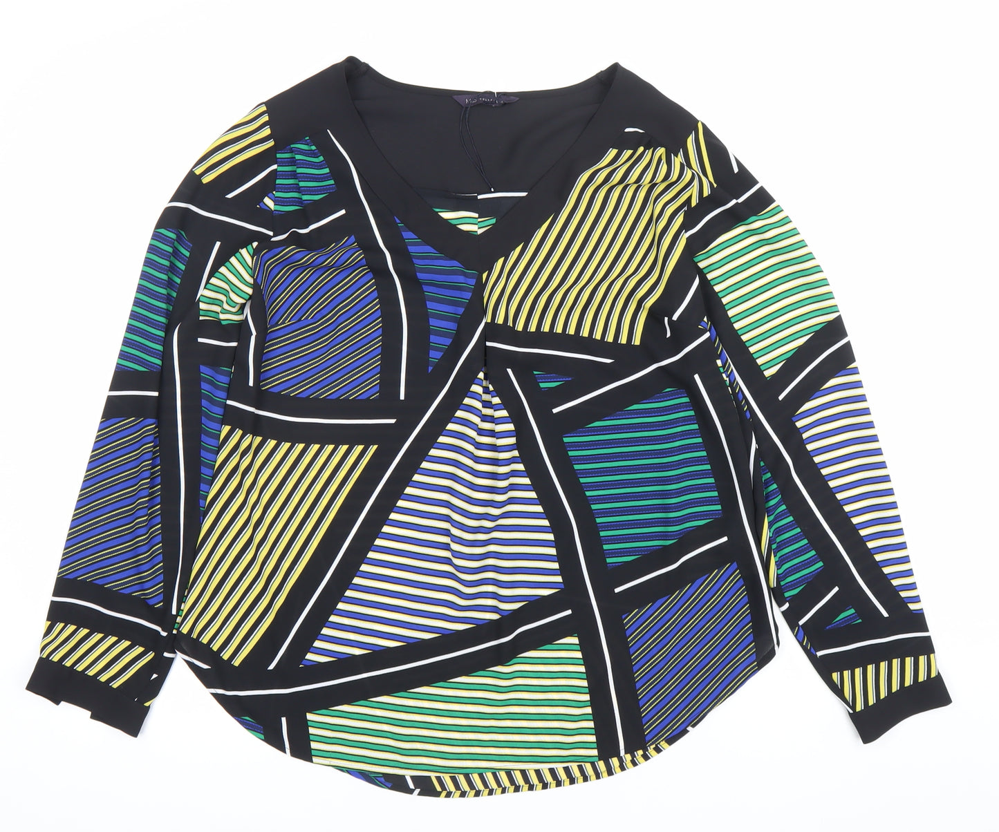 Marks and Spencer Womens Multicoloured Striped Blouse Size 8 V-Neck Tunic Long Sleeve