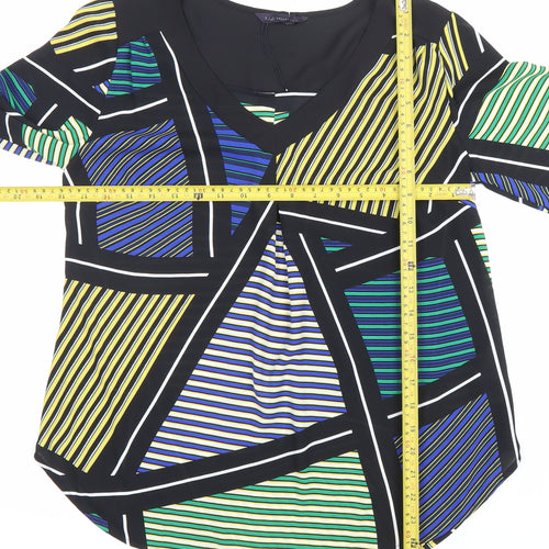 Marks and Spencer Womens Multicoloured Striped Blouse Size 8 V-Neck Tunic Long Sleeve