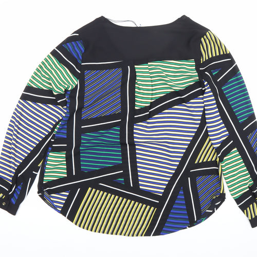 Marks and Spencer Womens Multicoloured Striped Blouse Size 8 V-Neck Tunic Long Sleeve