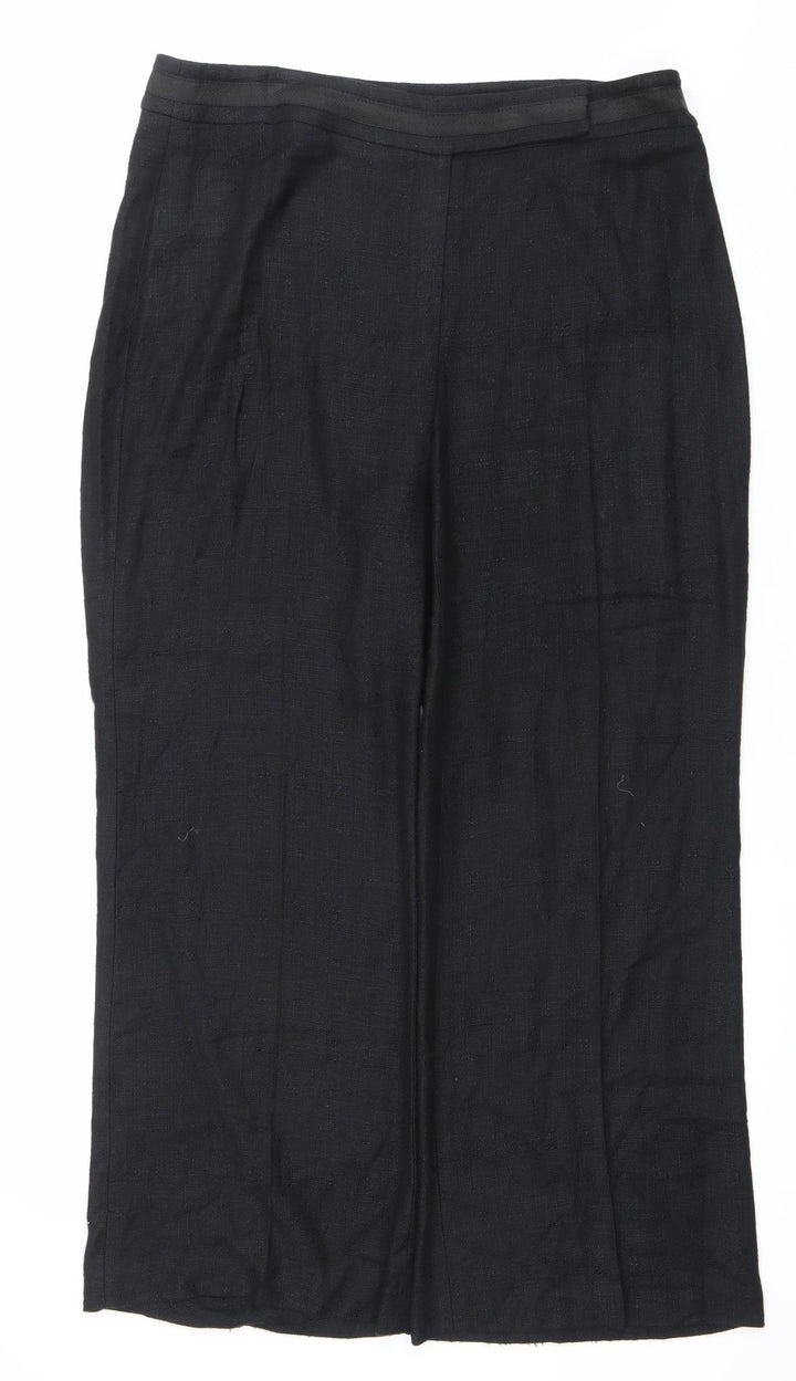 Principles Women’s Black Linen Blend Straight Leg Trousers Size 14