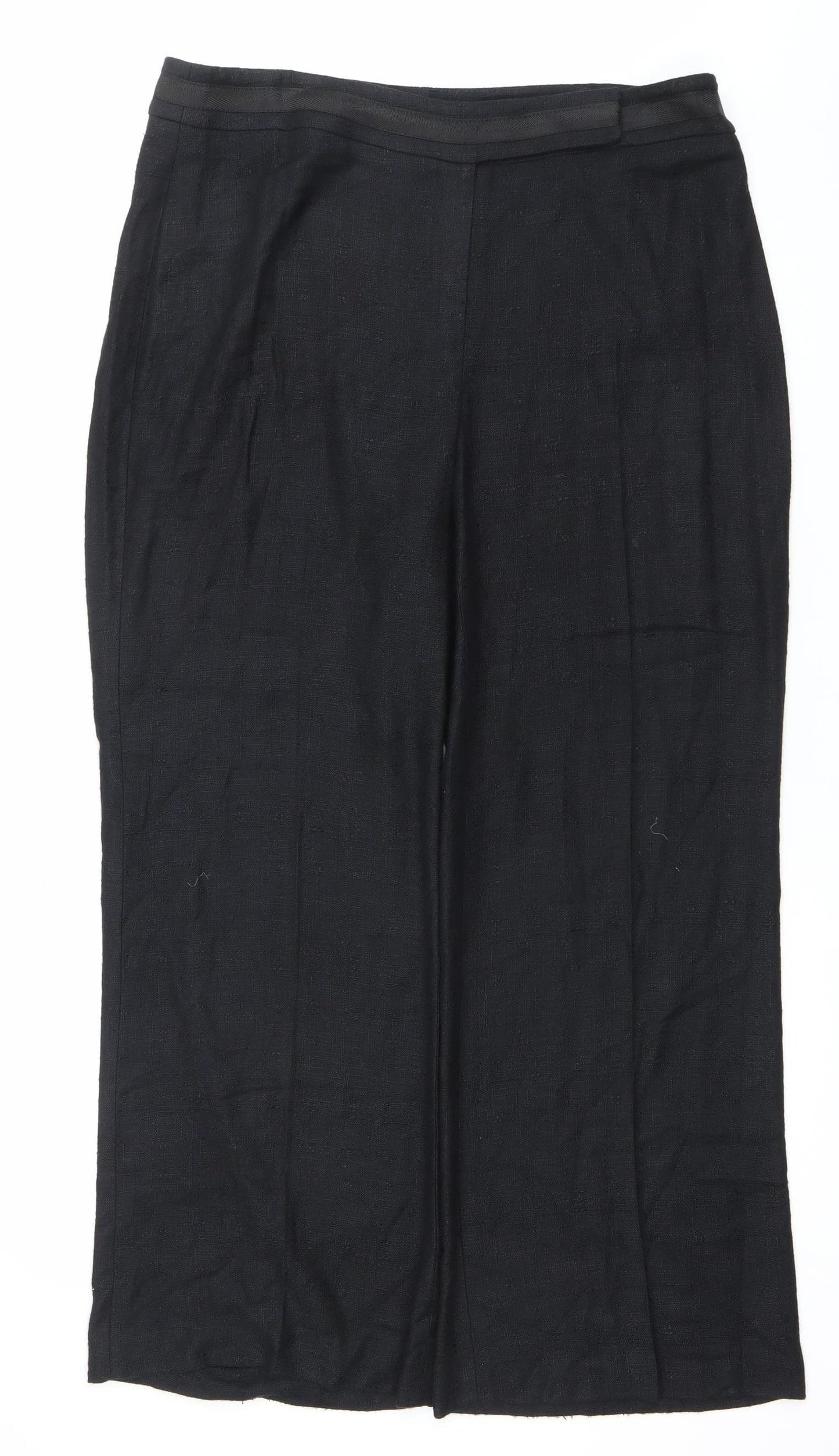 Principles Women’s Black Linen Blend Straight Leg Trousers Size 14
