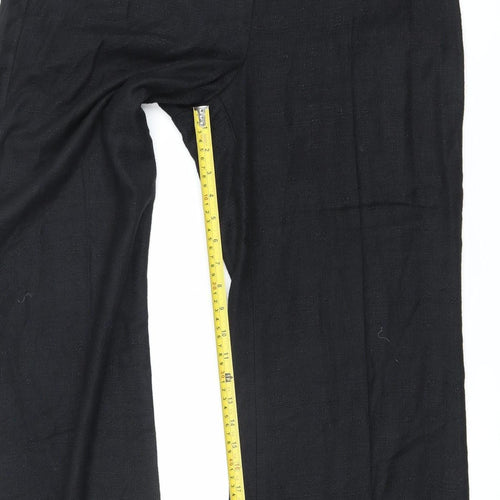 Principles Women’s Black Linen Blend Straight Leg Trousers Size 14